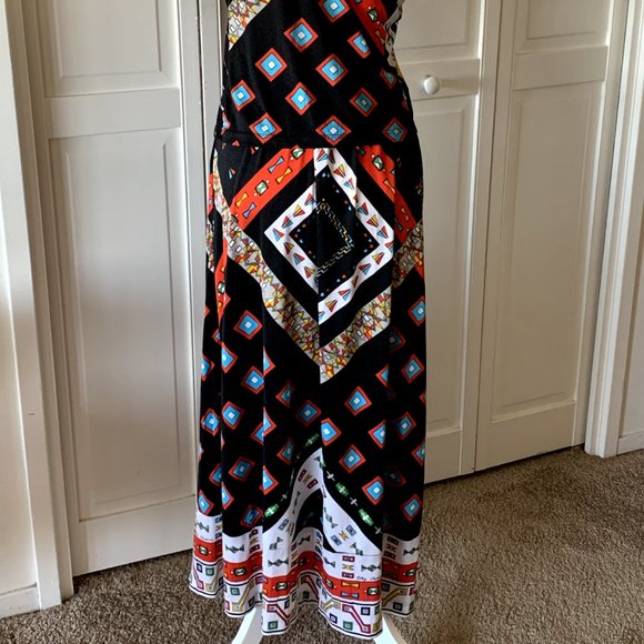 Vintage Oleg Cassini Native American Inspired Print Jersey Outfit - size 42 (10) - Picture 3 of 10